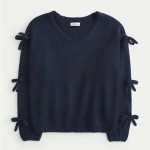 Hollister Navy Sweater with Bow Accents
